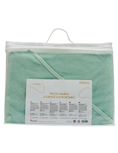 BN-53682,Prosop cu gluga, New Baby, Comfortably, Din bumbac 100%, 80x80 cm, 0 luni+, Mint