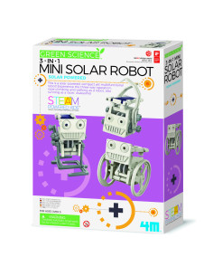 4M-03377,Kit constructie Robot Solar mini 3 in 1, Stiinta Verde - Green Science