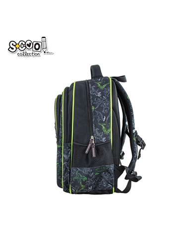 Ghiozdan scoala ergonomic 3D S-COOL SC2652, Motiv dinosaurs