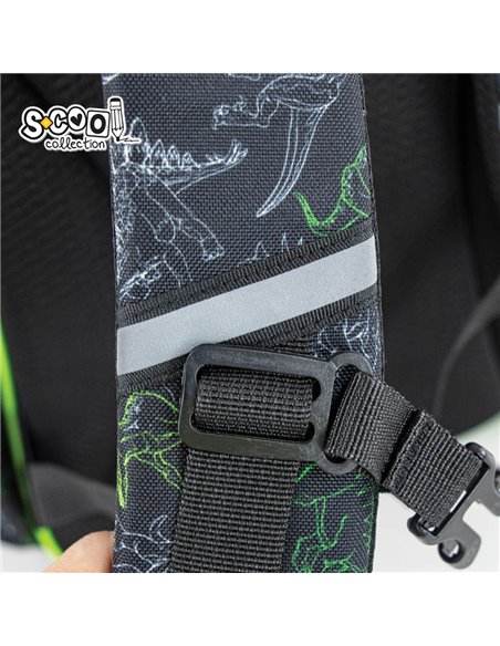 Ghiozdan scoala ergonomic 3D S-COOL SC2652, Motiv dinosaurs