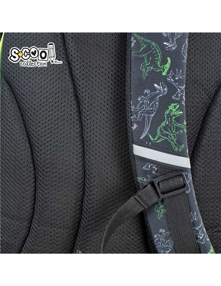 Ghiozdan scoala ergonomic 3D S-COOL SC2652, Motiv dinosaurs
