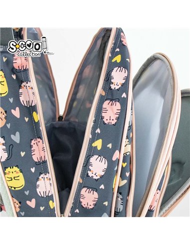 Ghiozdan scoala ergonomic 3D S-COOL SC2651, Motiv purrfect