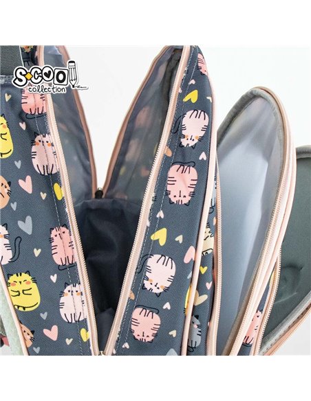 Ghiozdan scoala ergonomic 3D S-COOL SC2651, Motiv purrfect