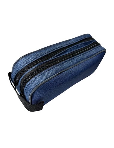 Penar etui dreptunghiular cu 2 fermoare, Bleu