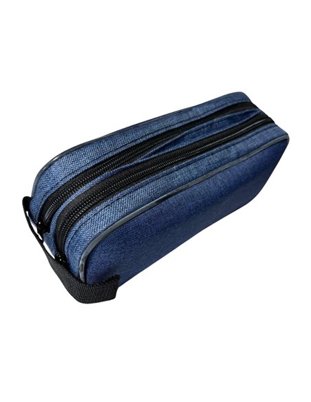 Penar etui dreptunghiular cu 2 fermoare, Bleu