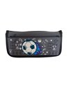 Penar etui dreptungiular cu 2 fermoare, Motiv fotball, Gri