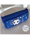 Penar etui dreptungiular cu 2 fermoare, Motiv fotball, Albastru
