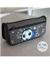 Penar etui dreptungiular cu 2 fermoare, Motiv fotball, Gri
