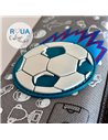 Penar etui dreptungiular cu 2 fermoare, Motiv fotball, Gri