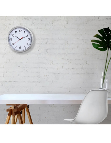 MA-90526-95,Ceas de perete, D-25 cm, cifre arabe, cadran alb, MAUL Run - rama plastic argintie