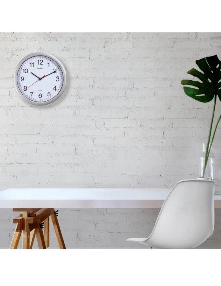 MA-90526-95,Ceas de perete, D-25 cm, cifre arabe, cadran alb, MAUL Run - rama plastic argintie