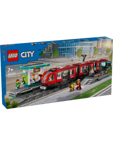 LEGO-60423,Lego City Trains Statie Si Tramvai In Centrul Orasului 60423