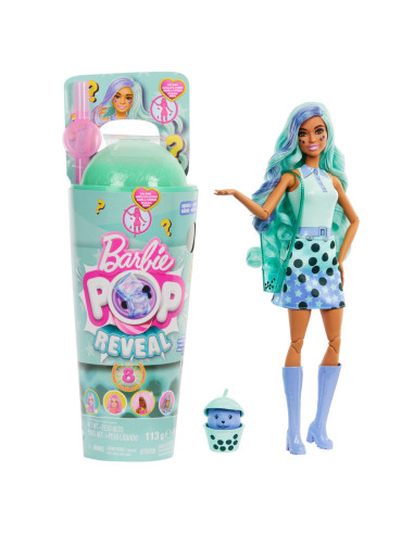 MTHTJ21,Barbie Pop Reveal Bubble Tea Papusa Barbie Green Tea