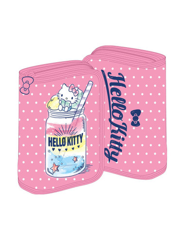 HKPE2401-2,Penar neechipat 1 fermoar 2 extensii hello kitty roz dots pigna