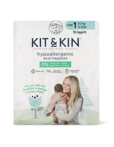 KKS1NAPPIESTP,Scutece Hipoalergenice Eco Kit&Kin, Marimea 1, 2-5 kg, 10 buc