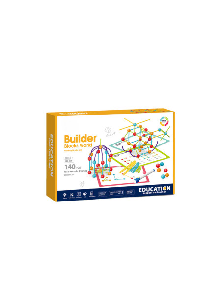 188-638,Set de constructie STEAM - Forme 3D ( 140 piese)
