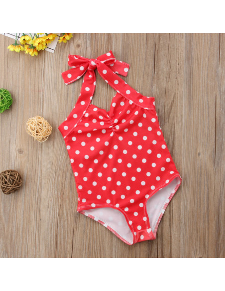 UP-drl47b2q1,Costum de baie Rosu cu buline Drool, Diverse marimi