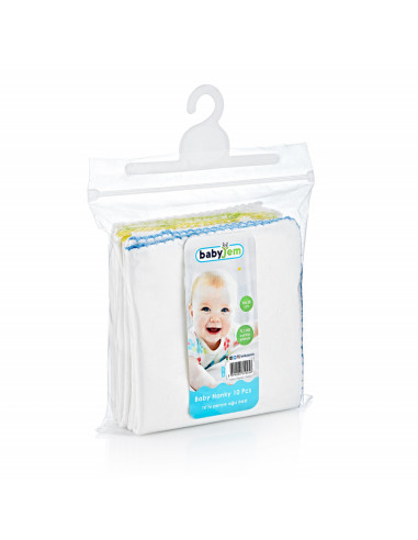 UP-bj_433,Set 10 batistute BabyJem din bumbac pentru copii 20x20 cm UP-bj_433,Set 10 batistute BabyJem din bumbac pentru copii 20x20 cm
