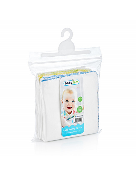 UP-bj_433,Set 10 batistute BabyJem din bumbac pentru copii 20x20 cm UP-bj_433,Set 10 batistute BabyJem din bumbac pentru copii 20x20 cm