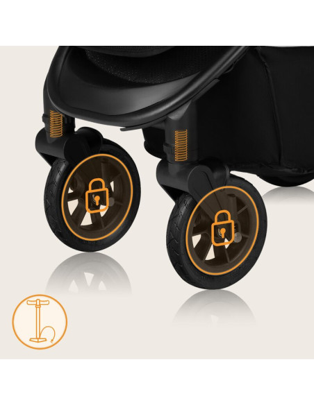 BN-LO-NATT_BEIGE_SAND,Carucior sport, Lionelo, Natt, De la nastere, Cu accesorii si capotina XXL reglabila, 0 - 22 kg, Conform c