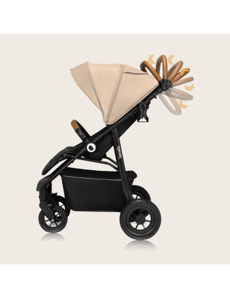 BN-LO-NATT_BEIGE_SAND,Carucior sport, Lionelo, Natt, De la nastere, Cu accesorii si capotina XXL reglabila, 0 - 22 kg, Conform c