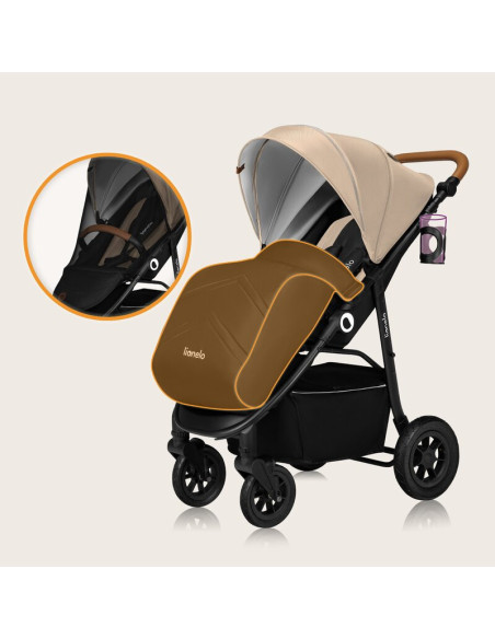 BN-LO-NATT_BEIGE_SAND,Carucior sport, Lionelo, Natt, De la nastere, Cu accesorii si capotina XXL reglabila, 0 - 22 kg, Conform c