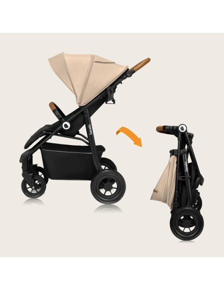 BN-LO-NATT_BEIGE_SAND,Carucior sport, Lionelo, Natt, De la nastere, Cu accesorii si capotina XXL reglabila, 0 - 22 kg, Conform c