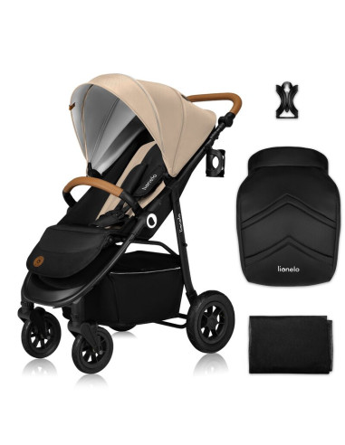 BN-LO-NATT_BEIGE_SAND,Carucior sport, Lionelo, Natt, De la nastere, Cu accesorii si capotina XXL reglabila, 0 - 22 kg, Conform c