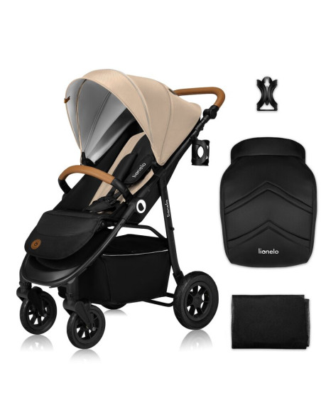 BN-LO-NATT_BEIGE_SAND,Carucior sport, Lionelo, Natt, De la nastere, Cu accesorii si capotina XXL reglabila, 0 - 22 kg, Conform c