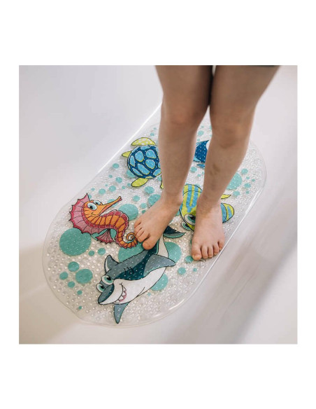 BN-40413,Covoras de baie, FreeON, Antialunecare, Cu ventuze, 69x39 cm, Oval, Ocean