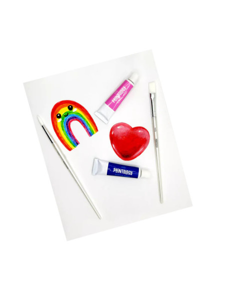 126-028,Set vopsele acrilice Paintology, 12 culori clasice si 2 pensule