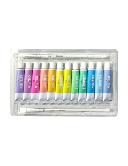 126-029,Set vopsele acrilice Paintology, 12 culori pastel si 2 pensule