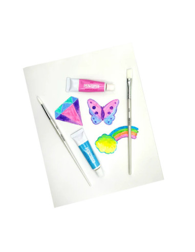 126-029,Set vopsele acrilice Paintology, 12 culori pastel si 2 pensule