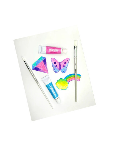 126-029,Set vopsele acrilice Paintology, 12 culori pastel si 2 pensule