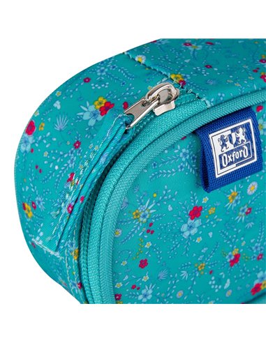 Penar etui oval 1 clapa OXFORD floral, Turcoaz