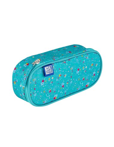 Penar etui oval 1 clapa OXFORD floral, Turcoaz