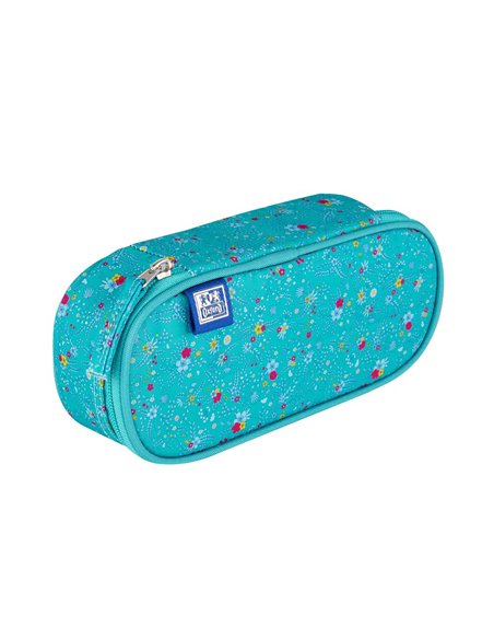 Penar etui oval 1 clapa OXFORD floral, Turcoaz