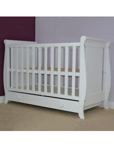 Patut copii din lemn Hubners Mira 120x60 cm alb cu 2