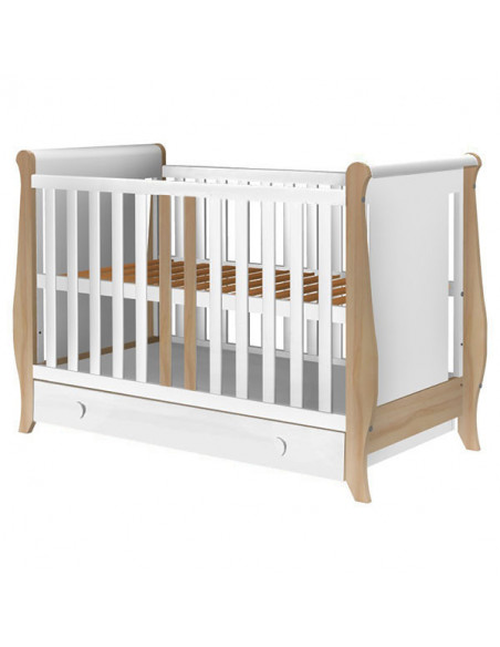 Patut copii din lemn Hubners Mira 120x60 cm alb-natur cu