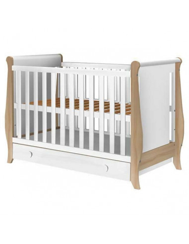 Patut copii din lemn Hubners Mira 120x60 cm alb-natur cu