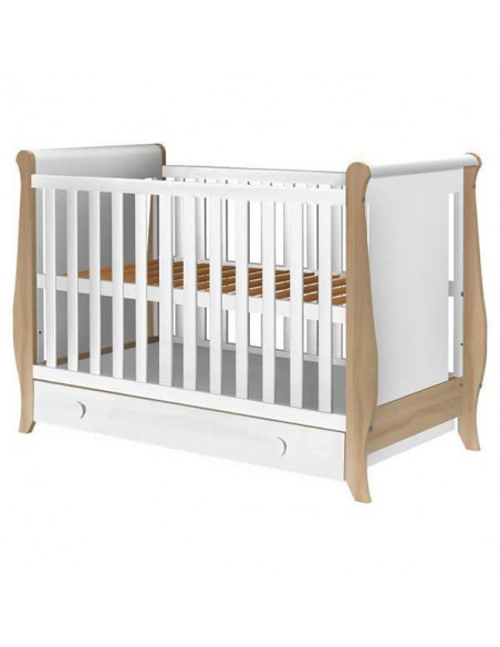 Patut copii din lemn Hubners Mira 120x60 cm alb-natur cu