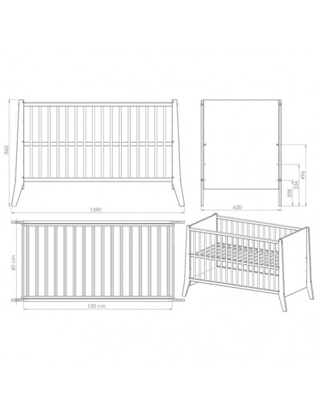 Patut copii din lemn Hubners Cosmo 120x60 cm alb,PHCOS12AL