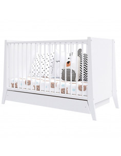 Patut copii din lemn Hubners Cosmo 120x60 cm alb cu 2