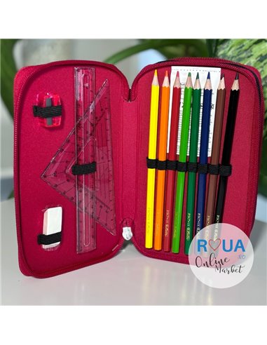 Penar echipat 31 piese 3 fermoar, Motiv cute animals-Zebra