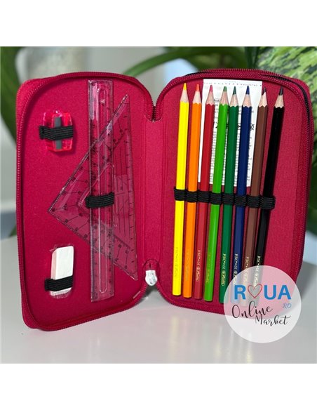 Penar echipat 31 piese 3 fermoar, Motiv cute animals-Zebra