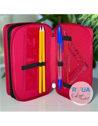 Penar echipat 31 piese 3 fermoar, Motiv cute animals-Zebra