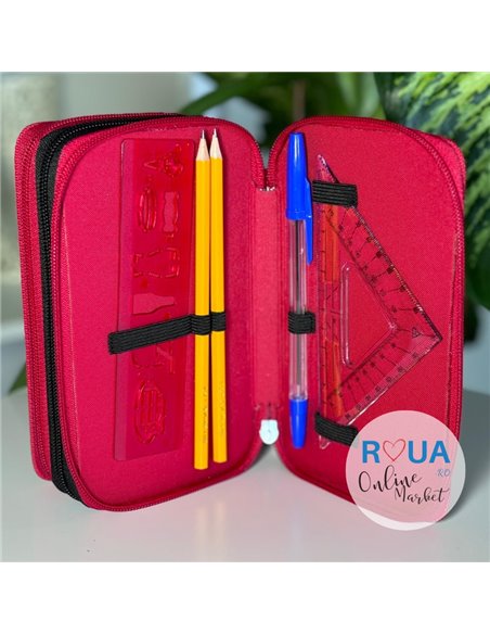 Penar echipat 31 piese 3 fermoar, Motiv cute animals-Zebra