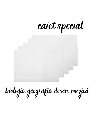 Set 5 Coperti Caiet Special Mic (Biologie, Geografie, Desen, Muzica), transparente