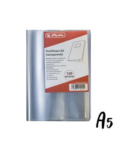 Coperta pp A5 150 microni Herlitz, Transparenta