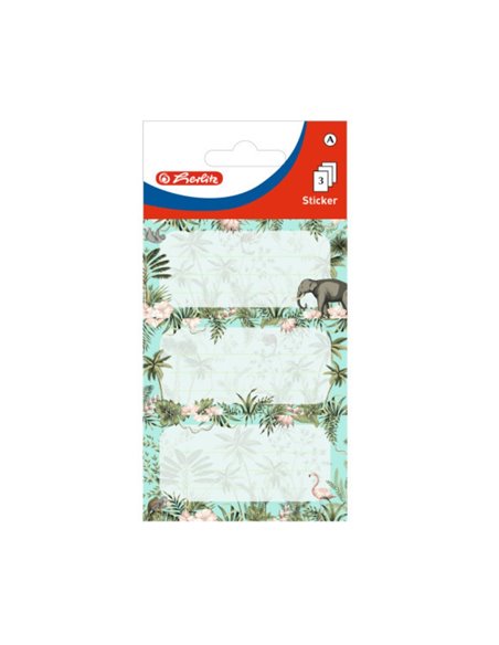 Etichete scolare Herlitz 50034314, 3 x 3 coli, Motiv tropical
